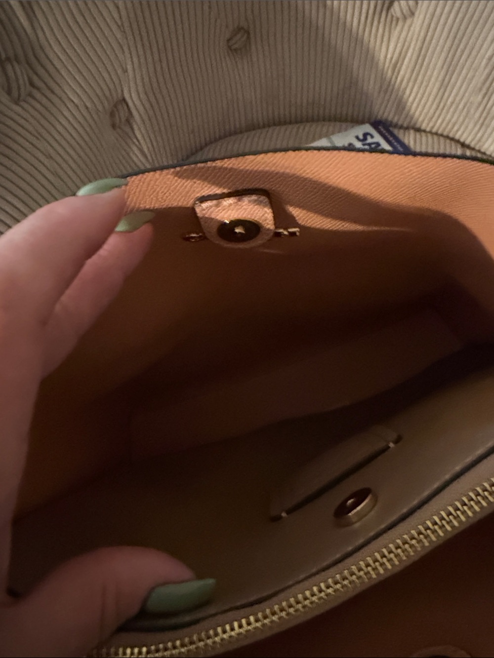 Coach Beige Signature Canvas Shoulder Bag with White Strap - Picture 4 of 6